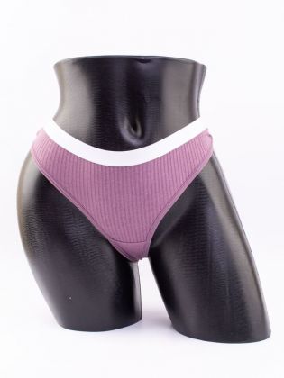 Стринги в рубчик с белым поясом - фото 1