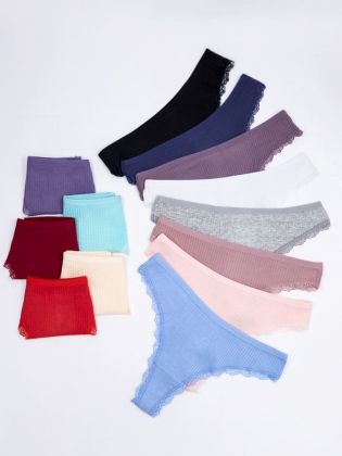 Стринги в рубчик с бахромой - фото 2