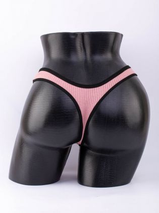 Стринги в рубчик с черной полоской - фото 3