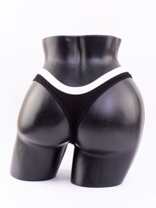 Стринги в рубчик с белым поясом - фото 3