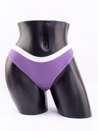 Стринги в рубчик с белым поясом - фото 1