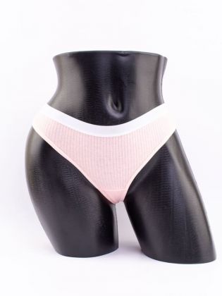 Стринги в рубчик с белым поясом - фото 1