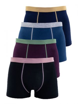 Однотонные мужские боксеры с цветным эластичным поясом - фото 2