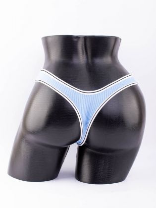 Стринги в рубчик с белым поясом и черной полоской  - фото 3