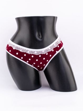 Слипы в крупный горошек с кружевом - фото 1