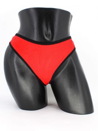 Стринги в рубчик с черной полоской - фото 1